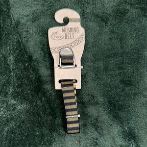 Chaco Webbing Belt – 47” x 1” – Navy & Yellow Stripe – Adjustable Outdoor